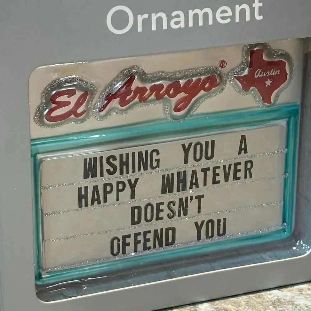 El Arroyo Happy Whatever Doesn't Offend Collectable Mercury Glass Ornament New
